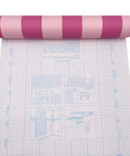 Rose Pink Stripe Peel And Stick Wallpaper Self Adhesive Vinyl Removable Wall Covering For Cabinets Drawers DIY Room Flip With A Rad Chic Vibe Easy Apply Covers Forty Eight Total Sq Ft rolled out showing bold pink and magenta stripes.