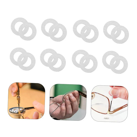 Heavy Duty Metal Eyeglass Screw Washers For Frameless Glasses Repair Kit With 200 Pieces Nut Washers For Quick Fixes shown in use