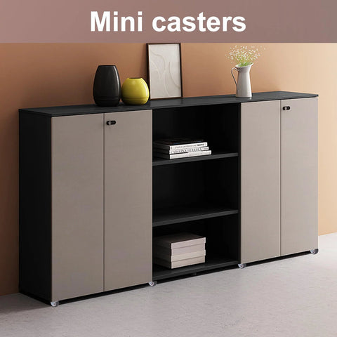 Cabinet on wheels with 8 Pack 1 Inch Low Profile Rigid Non Swivel Caster Wheels With Metal Top Plate Rubber For Furniture And Cabinets Brown