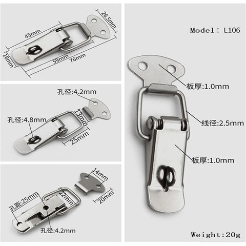 Heavy Duty Iron Toggle Hasp With Flat Beak Drawer Lock Box And Wooden Case Fixed Clasp Buckle That Slams Tight For Secure Storage And Keeps Everything Safe From Sneaky Thieves Or Bumpy Rides Without Any Hassles At All, 76mm