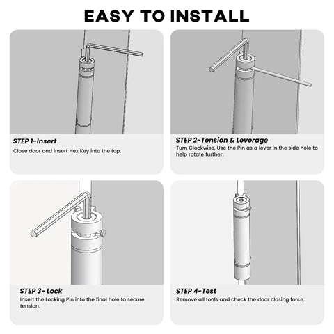 Installation steps for Heavy Duty Matte Black Self Closing Door Hinges 4 Pack 4x4 Inches With Spring Loaded Five Eighth Radius Corners Iron Construction Two Point Seven Millimeter Thick Built To Last And Easy To Install.