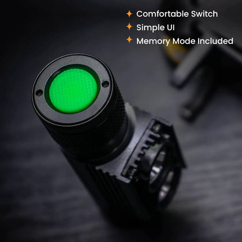 Bright 1200 Lumen Rechargeable Headlamp with Dual LEDs, green button, USB C, waterproof outdoor use for camping, running, hiking.