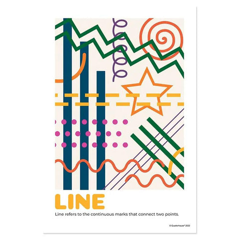 Line poster, part of Seven Art Classroom Posters Set for Decor and Learning, 12 by 18 Inches, Satin Finish Paper, Made in USA.