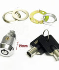 Tubular Cam Lock 19mm For Drawers, Mailboxes, Tool Boxes, Game Machines And DIY Furniture Projects With Easy Install, Heavy Duty Locking Mechanism MA015 1Pcs shown with two keys and installation hardware