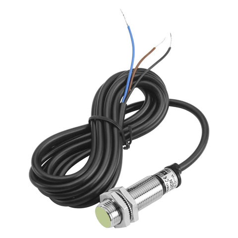 Inductive Proximity Sensor Switch M12 Cylindrical 2mm Sensing, DC 12 To 24V, 3-Wire NPN Normally Open, PR12-2DN, Shielded Flush Mount, CE Certified Industrial Grade Sensor with cable