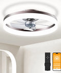 Low Profile Flush Mount Ceiling Fan With Light Remote And App Control Six Speed Reversible And Silent Motor Dimmable LED