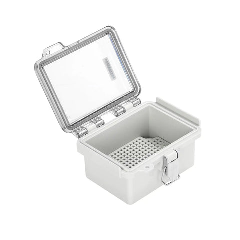 Open Rugged Outdoor Junction Box With IP67 Waterproof Rating And Hinged Transparent Cover, stainless steel latch, 120x90x70mm