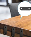 20 Sets Black Stainless Steel Flat Plate Straight Brackets For Wood 2 Inch 50x16x2 Mm Corner Mending Braces installed on table