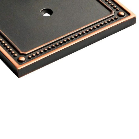 Close-up of Old School Beaded 3 Pack Wall Plate Covers Bronze With Copper Highlights For 1 Gang Single Duplex Switch Plates Venetian Bronze Finish