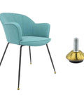 Heavy Duty M6 Screw On Furniture Levelers And Table Leg Extenders Top Shelf Adjustable Riser Feet next to blue armchair.
