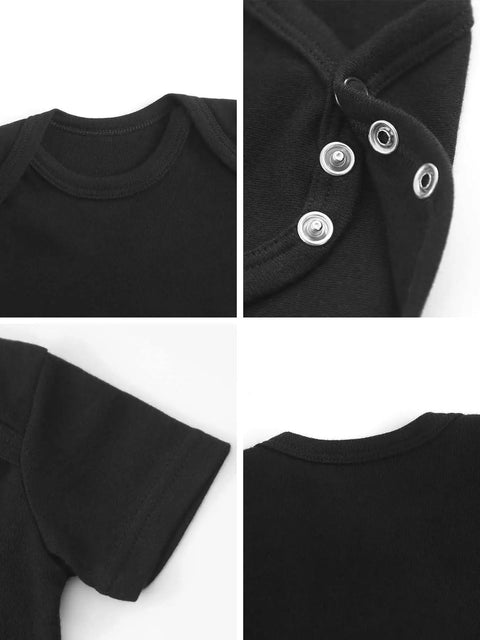 Infant One Piece Romper With Road Trip Captain RV Theme Cute Abstract Pattern Soft Cotton Knit Unisex Baby Outfit; black fabric details