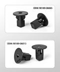 Close-up of black nylon retainer fasteners from 120Pcs Fender Flare Clip Kit Nylon Retainer Fasteners For Bumper And Fender Liner Replacement
