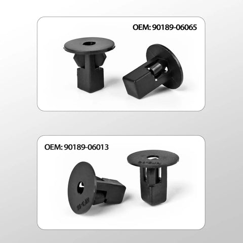 Close-up of black nylon retainer fasteners from 120Pcs Fender Flare Clip Kit Nylon Retainer Fasteners For Bumper And Fender Liner Replacement