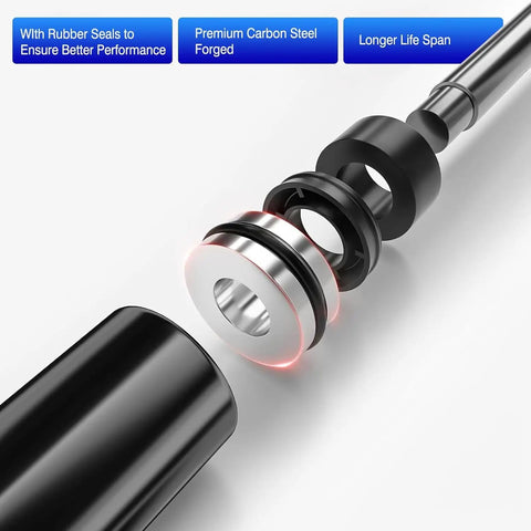 Built Different Gas Springs For Beds, Heavy Duty Lockable Struts With Freakin Smooth Soft Close, Tough As Nails Pro Grade Zinc Coated Steel Lifters For Storage Furniture And Toolboxes 65Lb 16In, dissected view showing premium carbon steel components.