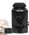 Pro Level Commercial Electric Coffee Bean Roaster Featuring Automatic Controls with dial, black stainless steel design, compact for home use.
