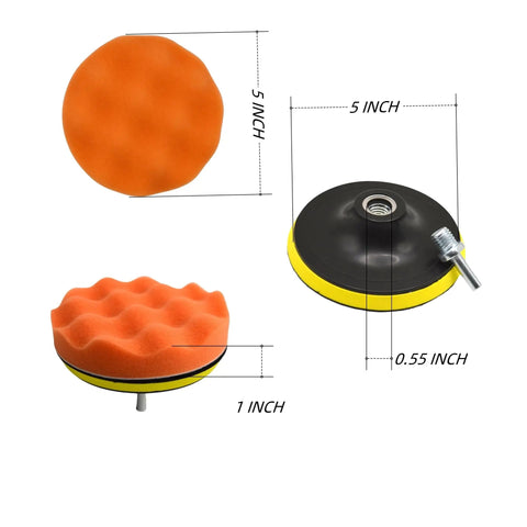 12Pcs 5 Inch Foam Buffing Pads Kit With Coral Fleece Pad Backing Plate M14 Drill Adapter For Pro Grade Do It All Car Detailing