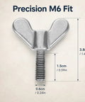 Premium M6 Stainless Steel Wing Nuts, No Sweat Butterfly Thumb Bolts For Flagpole Brackets And Yard Upgrades with dimensions