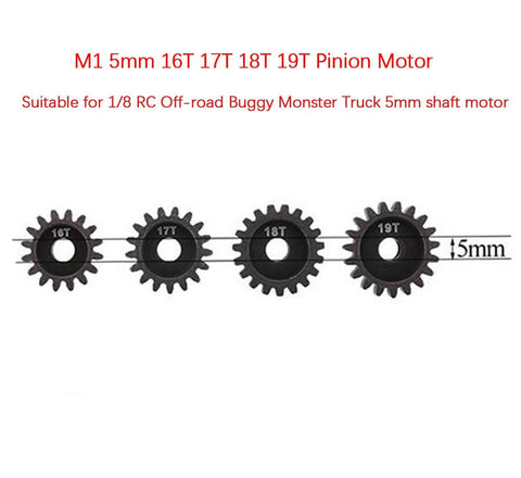 Mod 1 Pinion Gear 5mm Bore 16T 17T 18T 19T 1 8th Scale Beefed Up Steel Pinion For 5mm Shaft RC Cars Universal Fit Traxxas Redcat
