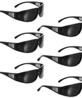 Welding Safety Goggles Offering A Badass Level Of Protection With An Over Glasses Design, set of six black anti-fog goggles.