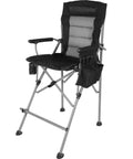 Extra Tall Folding Director Chair For Big And Tall Adults Up To 330 Lbs Bar Height Portable Camp Chair With High Back Footrest And Makeup Pocket Black