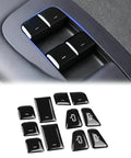 Clean 11 Piece Interior Window Switch Covers And Door Control Button Trim Kit For Tesla Model 3 And Model Y 2017 To 2023 installed on door.