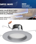 Color Selectable LED Downlight Retrofit 9 Watt 5 To 6 Inch Dimmable 120 Volt Brushed Nickel Finish lighting installation