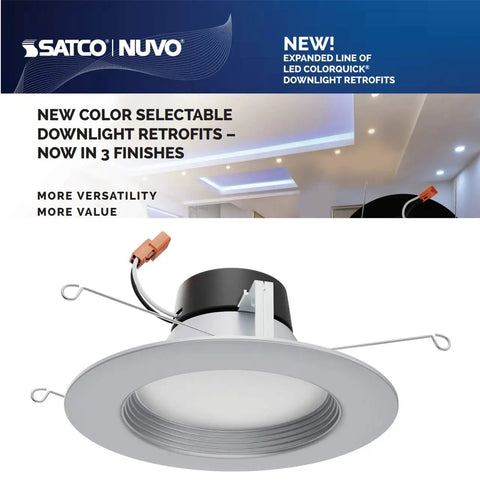 Color Selectable LED Downlight Retrofit 9 Watt 5 To 6 Inch Dimmable 120 Volt Brushed Nickel Finish lighting installation