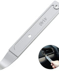 4140 Stainless Steel Pry Tool Set, Pocket Mini Pry Bar for trim removal, shown close-up and in use on car dashboard vent