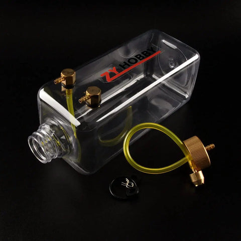Clear 1000ML RC Gas Fuel Tank For RC Airplanes With Transparent Plastic Bottle, Metal Cap Inlet And Outlet, Lightweight 114g