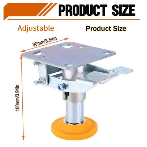 Heavy Duty Floor Lock Brake With Adjustable Height Manganese Steel Cart Lock For Trolleys, 100kg Load Capacity, TPU Pad, Fits 4 To 5 Inch Casters, Secure Stop For Industrial Carts And Dollies, 90mm plate