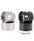 Pro Level Needle Coffee Tamper And Espresso Bed Leveler with aluminum grip in silver and black, 9.2cm height, 8.2cm base.