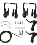 All In One Bike Brake Set With Calipers, Levers, Cables, Black Aluminum Alloy Handlebars, V Brake Kit for Mountain and Road Bikes