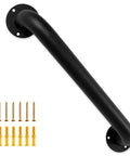 Heavy Duty 12 Inch Black Metal Wall Mount Stair Handrail Grab Bar with a Slick Non Slip Grip and Rust Proof Powder Coat