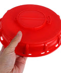 Fresh Durable Red Ibc Tank Lids For Tanks held in hand. Heavy Duty Abs Plastic Cover with vent for secure fit.