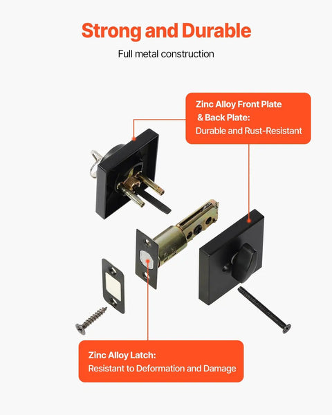 Full Metal Single Cylinder Deadbolt Lock Keyed One Side Comes With Three Heavy Duty Keys Matte Black Finish with Zinc Alloy parts.