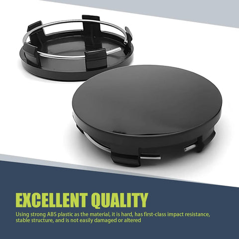 4 Pack Car Wheel Center Caps 2 In By 1.9 In By 0.6 In Snap In Hub Covers Black Weather Resistant And Durable for all-weather use