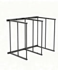Heavy Duty Portable Cardboard Box Storage Rack And Bulk Packaging Organizer With No Sweat Setup for sorting supplies, black steel frame.