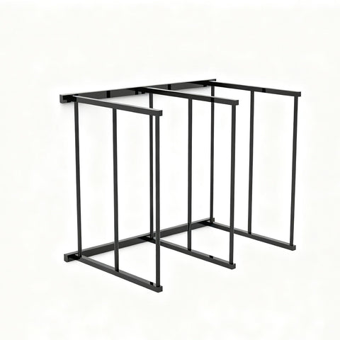Heavy Duty Portable Cardboard Box Storage Rack And Bulk Packaging Organizer With No Sweat Setup for sorting supplies, black steel frame.