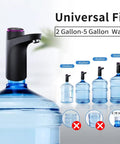 Portable Water Dispenser For 5 Gallon Jugs With 600ml Measured Pour Pump USB Powered Two Color Indicator Light shown on water jug