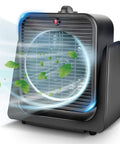 2 In 1 Desk Fan And Space Heater For All Year Comfort, Portable Air Circulator With 45 Degree Tilt, Black, front view
