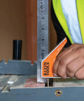 Person using 935CSEL Magnetic Combo Square Ruler For Electricians And Carpenters, Aluminum Double Sided Layout Tool With Bubble Level