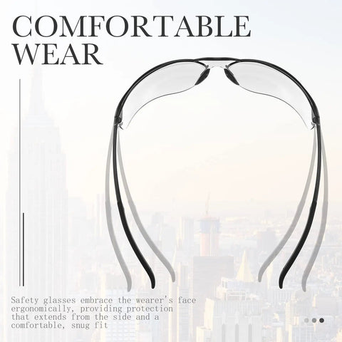 20 Pack Anti Fog Safety Glasses For Men And Women Clear Eye Protection Goggles For Lab Workshop And Home Daily Use Scratch Resistant UV Protection Impact Resistant Comfortable Fit Gray displayed in ergonomic design against cityscape