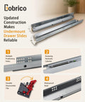 Heavy Duty Soft Close Undermount Drawer Slides 18 Inch Full Extension Cabinet Glide Sets Bottom Mount Zinc Plated Steel Runners 10 Pair showing updated construction details and features.
