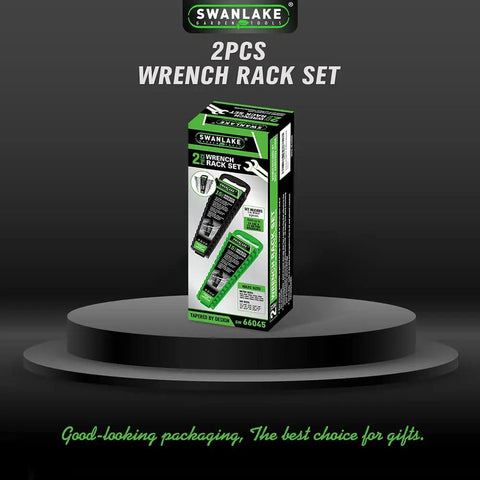 30-Piece Wrench Organizer Set With Dual Portable Racks For SAE And Metric Wrenches packaging on display platform