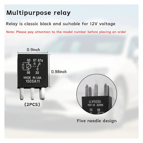 2 Pack 5 Pin Power Relay Kit For Auto Fuel Pump Replacement G8V RH 1C7T R DC12 multipurpose relay with 12V voltage in black