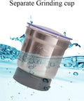 No Brainer Portable Bean To Cup Coffee Grinder And Spice Mill With Tap Control Quick Crushing Action Stainless Steel Bin in water.