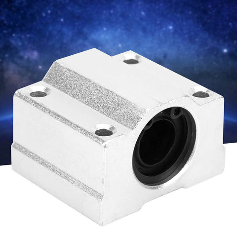 Rock Solid Aluminum Alloy Linear Motion Ball Bearing Slide Block Bushing, showing detailed side view and polished surface.