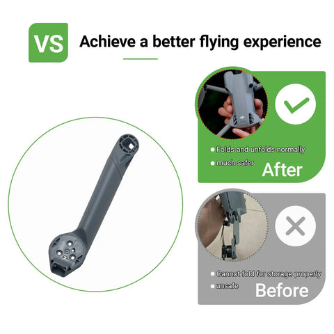 Rear Left Arm Shell Replacement For DJI Mini 5 Pro Drone, shown folded securely in grey, emphasizing improved fit and safety.