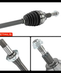 Ford Fusion Front Right CV Axle Shaft Assembly For 2013 To 2020 2.5L L4 Models Front Passenger Side With Axle Nut Included Spindle Nut Thread Size M22 X 1.5 Abs Ring Not Included shown from various angles with focus on spline and axle nut details