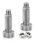 Two Pack M6 Retractable Indexing Plunger Pins With A Sweet Knurled Handle And Heavy Duty Spring Lock Mechanism built to fasten industrial gear quickly on any rough job site.